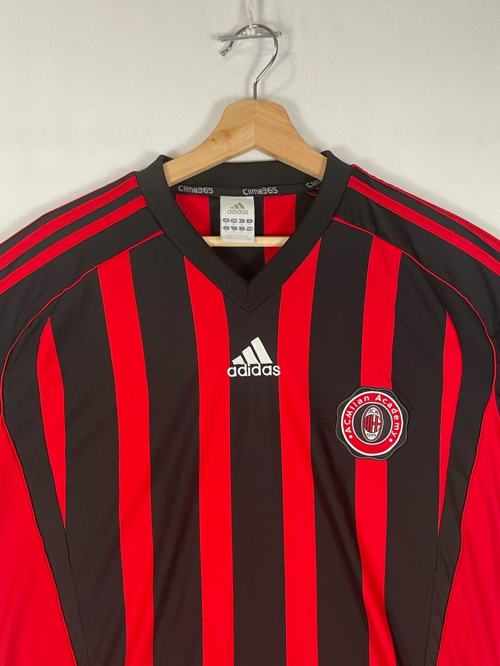 2007 Adidas AC Milan Academy Black Red Soccer Football Jersey Striped Sz M